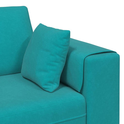 Velvet Bank – Fluwelen Sofa – Zitbank – Loungebank – Slaapbank – Zacht Fluweel – Stevig Houten Frame – Turquoise Zonder Ottoman