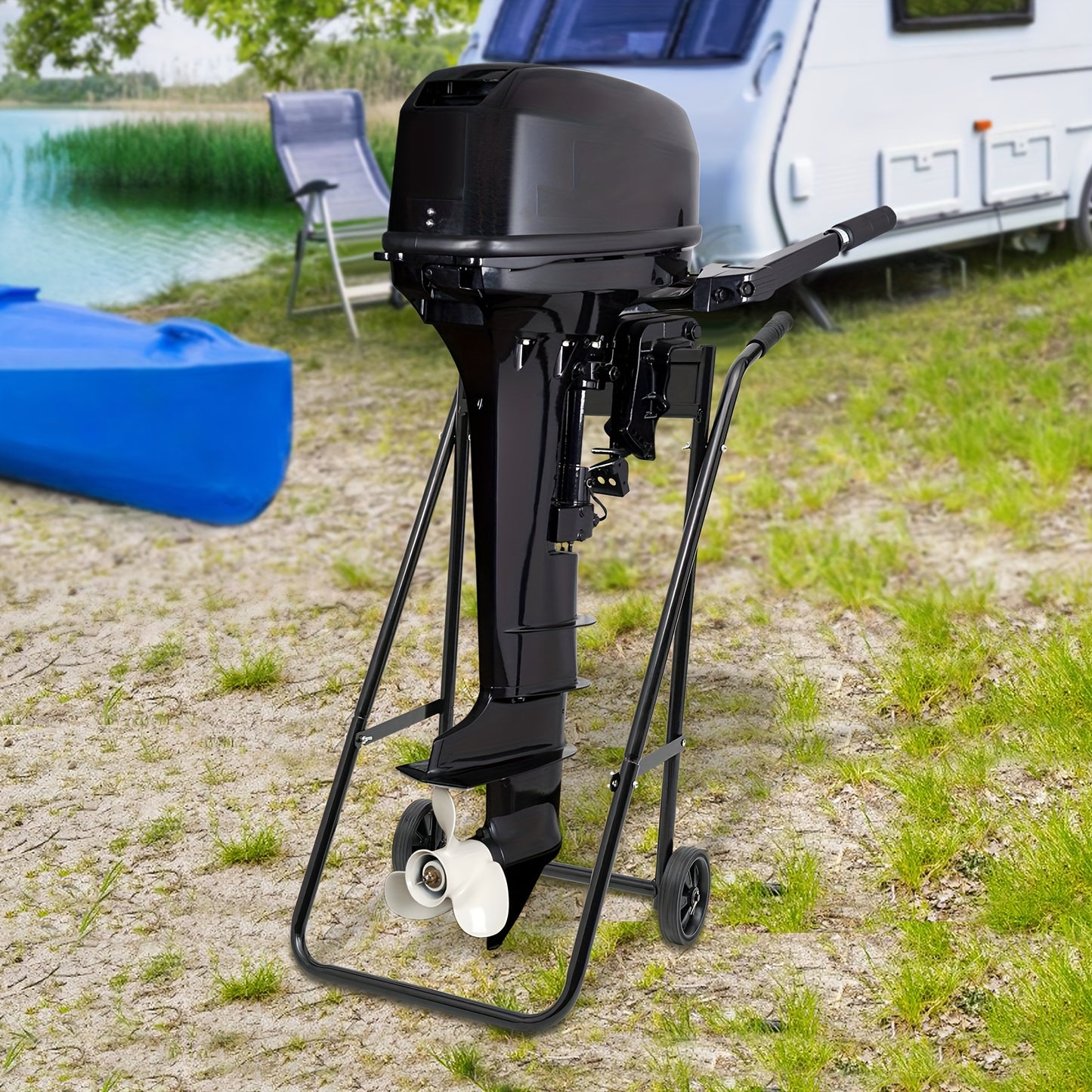 Buitenboordmotor Standaard – Motorwagen – Transportkar – Motorstandaard – Motor Dolly – Opvouwbaar – Koudgewalst Staal – 40 kg Belastbaar