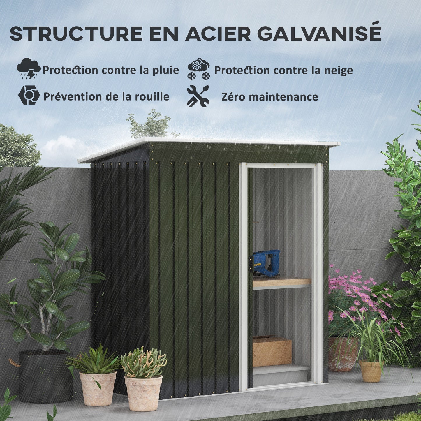Tuinhuisje – Tuinschuur – Gereedschapsschuur – Berging – Opbergschuur – Met Schuifdeur – Duurzaam Stalen Dak