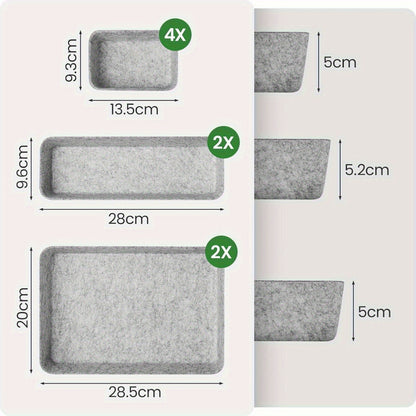 Lade Organizer – Ladeverdeler – Opbergbakjes – Ladebakjes – Organizer Bakjes – Set van 8 – Stapelbaar – Polyester Vilt
