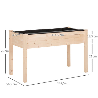 Verhoogde Plantenbak – Tuinbak – Kruidenbak – Moestuinbak – Balkontuinbak – Massief Vurenhout – Inclusief Irrigatiesysteem & Drainagevilt – 122x56x76 cm