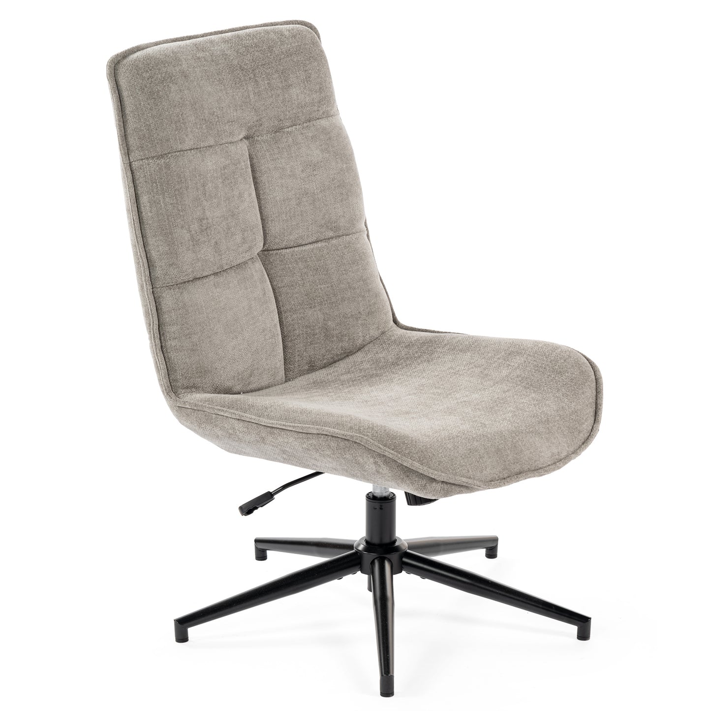 Relaxfauteuil – Lounge Stoel – Draaifauteuil – Relaxstoel – Armloos – Chenille Stof – 360° Draaibaar – Verstelbare Hoogte – Grijs – 67x61x89-95 cm
