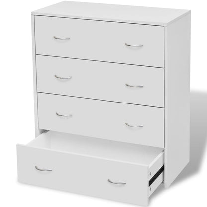 Ladeblok – Ladekast – Opbergkast – Ladekastje – Rolcontainer – 4 Lades – Compact 60x30,5x71 cm – Wit Rattan-achtig Materiaal