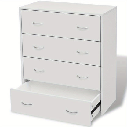 Bijzettafel – Nachtkastje – Opbergkastje – Ladeblok – Kastje – 4 Lades – Ruime Opbergruimte – Weerbestendig Wit
