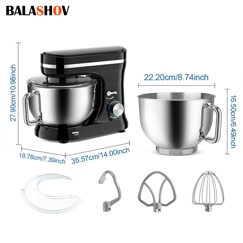 Elektrische Standmixer – Keukenmixer – Handmixer – Mixer Blender – Mixer Grinder – 4,2 Liter – 6 Snelheden Kippend Hoofd – Inclusief Deeghaak, Klopper & Menghaak – Zwart