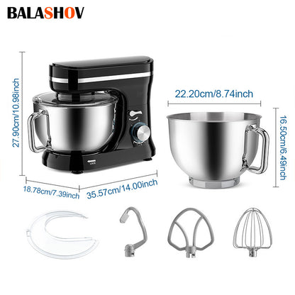 Elektrische Standmixer – Keukenmixer – Handmixer – Mixer Blender – Mixer Grinder – 4,2 Liter – 6 Snelheden Kippend Hoofd – Inclusief Deeghaak, Klopper & Menghaak – Zwart