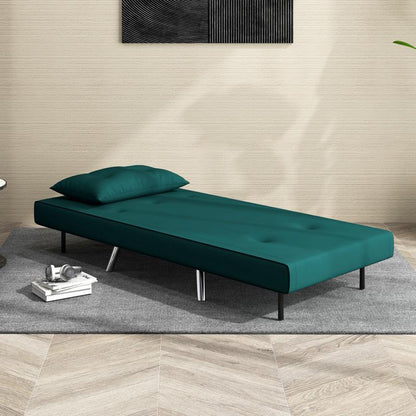 Groene Relaxfauteuil – Relaxstoel – Fauteuil – Loungestoel – Zetel – RVS frame – Compressiestang voor Rugondersteuning