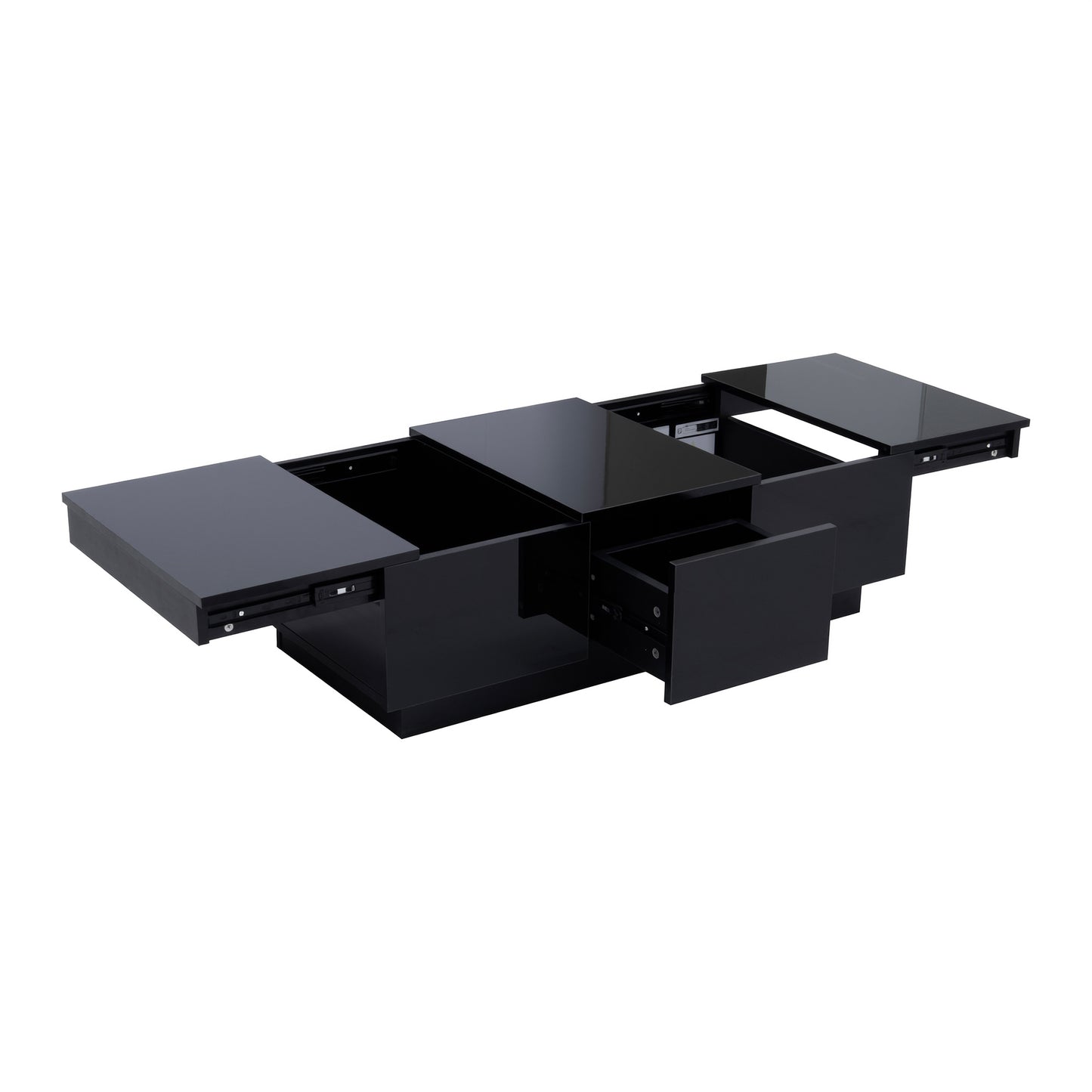Salontafel – Woonkamermeubel – Sofa Tafel – Koffietafel – Tafel Met Opbergruimte – Zwart Met Hoogglans – Schuifsysteem Met Verborgen Vakken – 100x50x31 cm