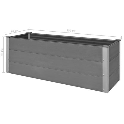 Tuinbak – Verhoogd Plantenbak – Bloembak – Moestuinbak – Plantenbakje – WPC Materiaal – 150x50x54 cm – Weerbestendig – Lichtgewicht – Grijs