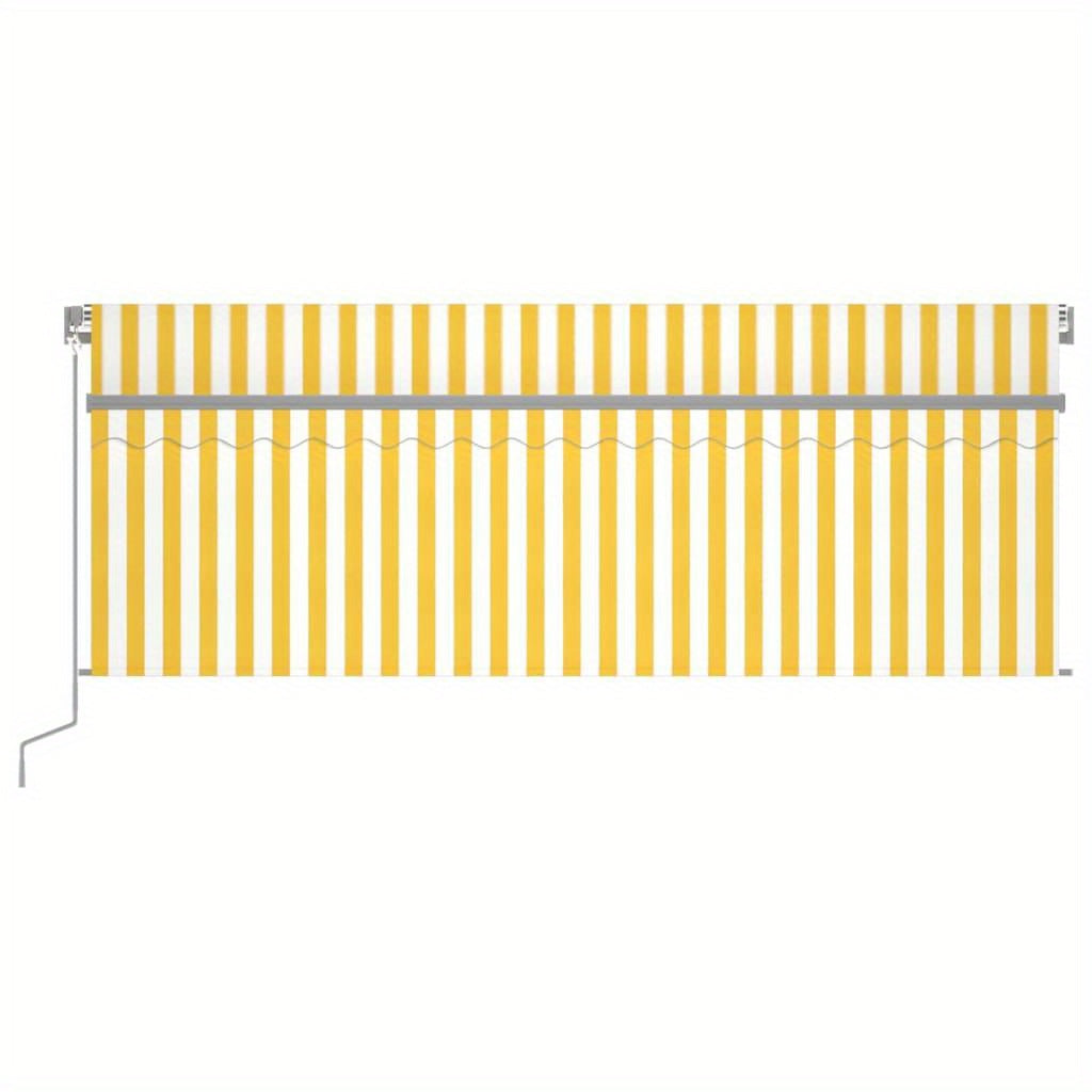 Handmatige Luifel – Zonnescherm – Markies – Overkapping – Zonwering – Geel – 4x3 Meter – Integraal Rolgordijn – Stevig Metaal