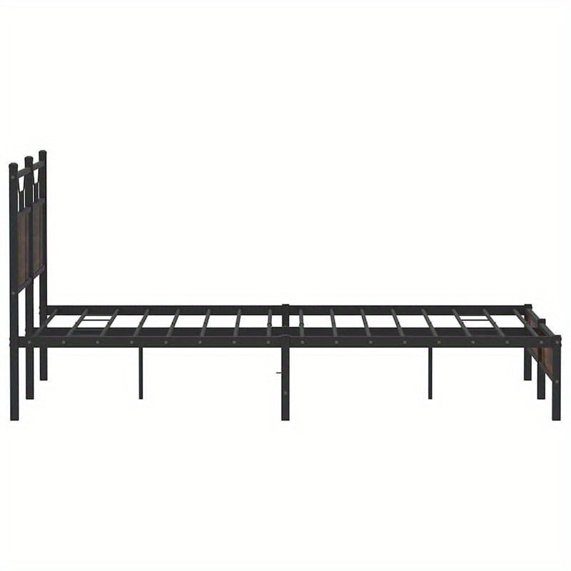 Houten Bedframe – Bed Frame – Slaapbed – Bedbank – Ledikant – Zwart-Wit Design – 150x200 cm – Kunststof Hout – Eenvoudige Montage