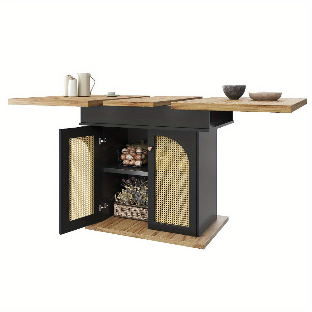 Uitklaptafel – Klaptafel – Vouwtafel – Eettafel – Uitschuiftafel – Ruimtebesparend – Inklapbaar – 110-140x80 cm – Geschikt voor 4-6 Personen – Modern Zwart