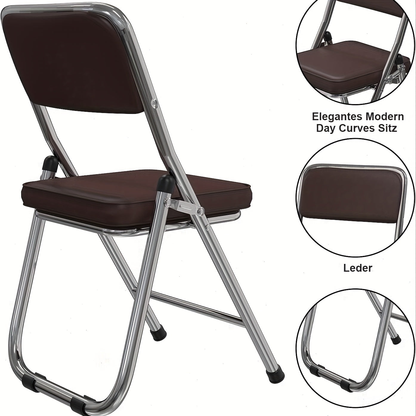 Inklapbare Stoelen – Opvouwbare Stoelen – Bezoekersstoelen – Conferentiestoelen – Eetkamerstoelen – PU Leer Bekleding – Stevig Stalen Frame