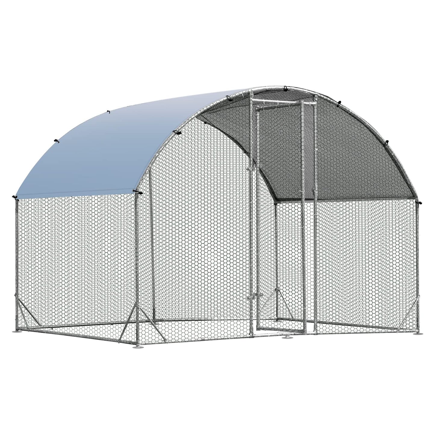 Kippenhok – Kippenren – Pluimveekooien – Buitenren – Dierenhok – Grote Ren 190x280x195 cm – Gegalvaniseerd Metaal – Weerbestendig & Veilig met Slot