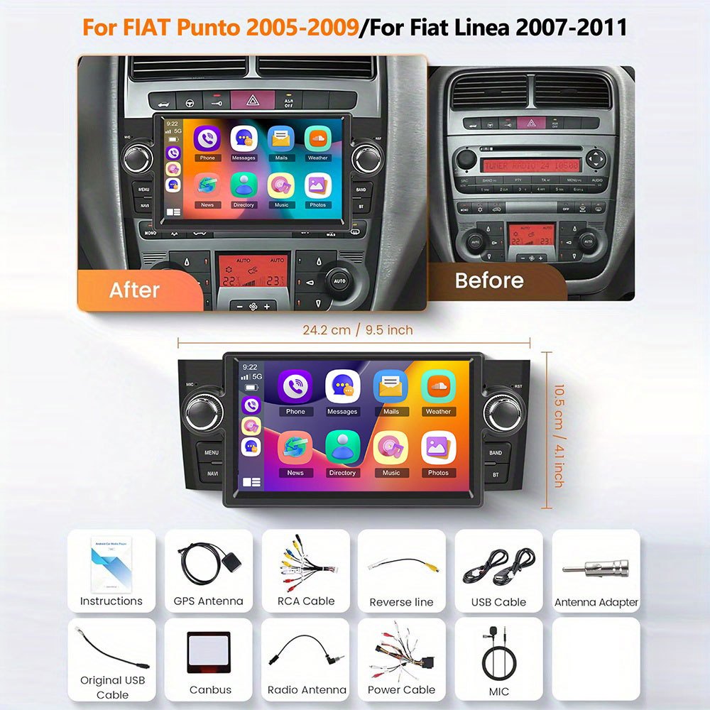 Android 15 Autoradio – Car Audio Systeem – Multimedia Speler – Navigatie Unit – Touchscreen Radio – 7-inch HD Scherm – Wireless CarPlay & Android Auto