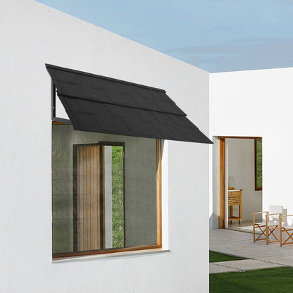 2pcs Metal Tile Shaped Awnings | Black, Window Awnings by NaMaSyo, Size 134*42CM