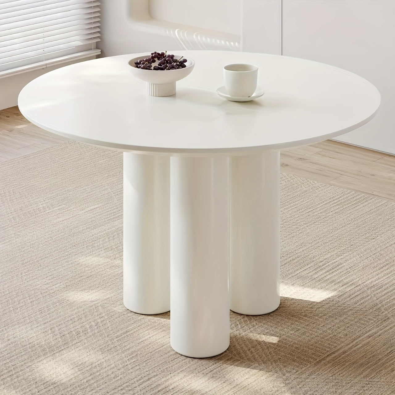 Ronde Eettafel – Eettafel Rond – Keukentafel – Tafel Voor 4 Personen – Ronde Tafel 117 cm Wit – Stevige Driepoot – Eenvoudige Montage