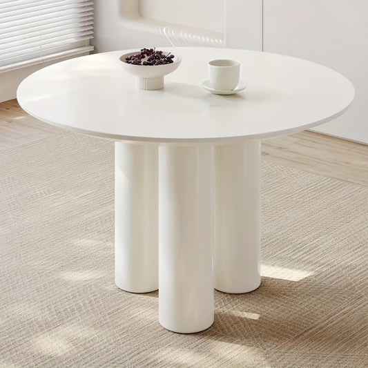 Ronde Eettafel – Eettafel Rond – Keukentafel – Tafel Voor 4 Personen – Ronde Tafel 117 cm Wit – Stevige Driepoot – Eenvoudige Montage