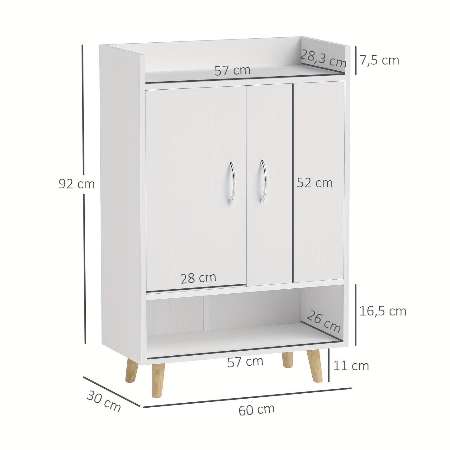 Schoenenkastje – Schoenenrek – Schoenenopberger – Schoenenkast – Schoenendisplay – Uit Massief Hout – Wit – 60x30x92 cm – Voor 12 Paar Schoenen