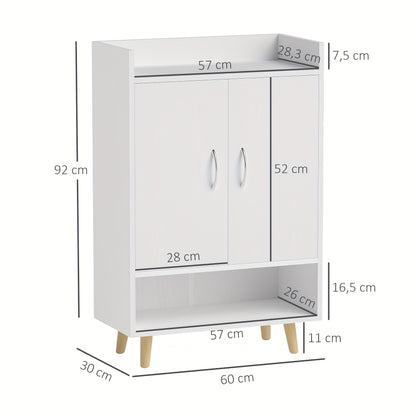 Schoenenkastje – Schoenenrek – Schoenenopberger – Schoenenkast – Schoenendisplay – Uit Massief Hout – Wit – 60x30x92 cm – Voor 12 Paar Schoenen