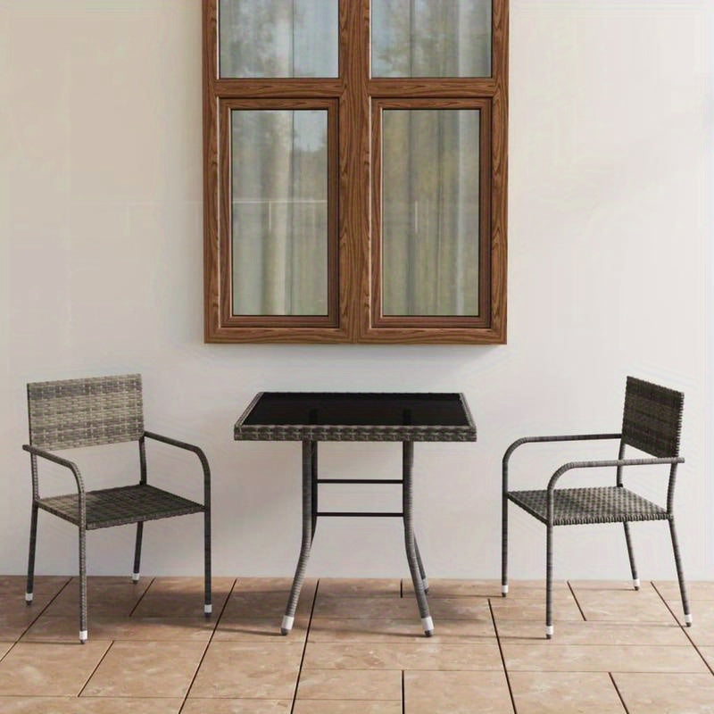 Buiten Eettafelset – Buitentafelset – Tuinset – Balkonset – Kampeertafel – Roestvrij Staal – Weerbestendig – Stevige Zuilbasis - Grijs
