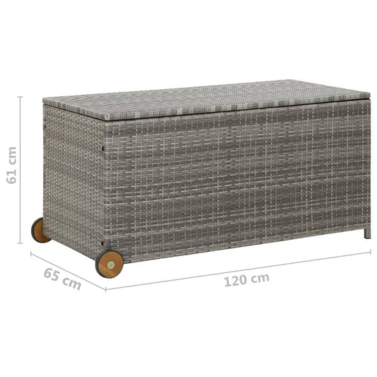 Opbergbox – Tuinkist – Tuinopslag – Buitenbox – Opbergcontainer – 120x65x61 cm – Duurzaam Poly Rattan – Lichtgrijs