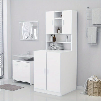 Wasmachinekast – Wasmachine Meubel – Wasmachine Ombouw – Wasmachine Opberger – Opbergkast – Wit – 71x71,5x91,5 cm – Ruimtebesparend en Duurzaam