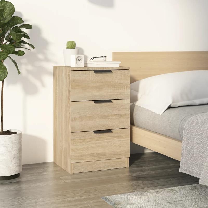 Modern Minimalist Bedside Table with 3-Drawer Storage - Sonoma Oak Finish, Light & Brown Tones, Space-Saving Design, Easy Assembly, Compact Nightstand for Small Spaces, Sturdy Hardwood Construction, 68.58cm Height, 101.6cm Wi