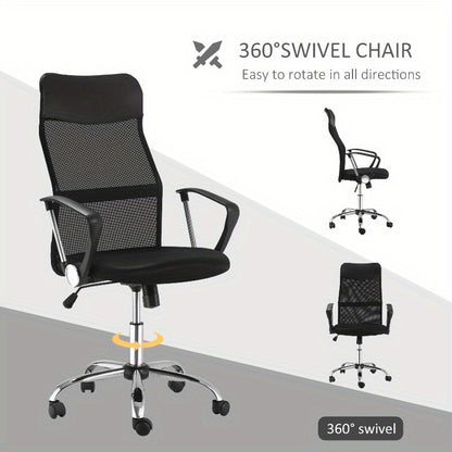Bureaustoel – Office Chair – Gamestoel – Draaistoel – Kantoorstoel – Verstelbare Hoogte – Ademend Mesh Rugblad – Zwarte Zitting