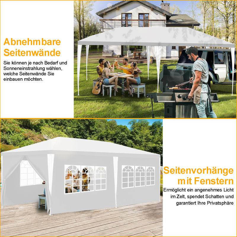Partytent - Feesttent – Tuinkamer – Buitentent – Paviljoen – UV-bestendig PE – Stevig IJzeren Frame - 3x6m – Wit