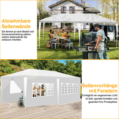 Partytent - Feesttent – Tuinkamer – Buitentent – Paviljoen – UV-bestendig PE – Stevig IJzeren Frame - 3x6m – Wit