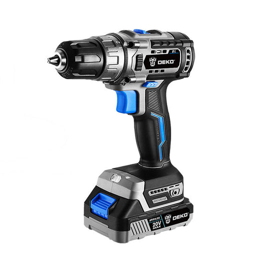 Deko - Accuboormachine - Accuboormachines - Accuboormachine - Boormachine - Borstelloos - Combinatiekit - Houtbewerkingsgereedschap - 2 Snelheden - 42 N.m - 20V - 1 Accu - Zwart Blauw - QUORE