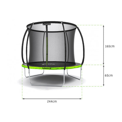Trampoline – Buiten Trampoline – Springkussen – Springmat – Veilige Kids Trampoline – 244 cm Diameter – Stevig Frame & Veiligheidsnet met Slot