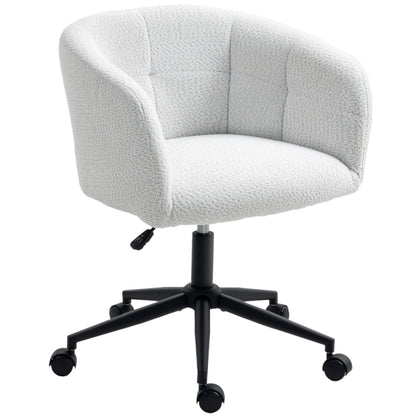 Bureaustoel – Kantoorstoel – Office Chair – Werkstoel – Draaistoel – Verstelbare Hoogte – 360° Draaibaar – Met Metalen Frame – Stoffen Bekleding – Handmatige Kantelfunctie – Vijf Wielen – Crème/Zwart