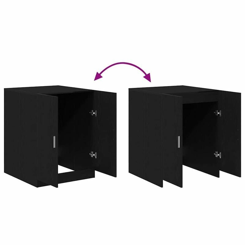 Wasmachinekast – Wasmachinecabinet – Wasmachine Organizer – Wasmachine Meubel – Waskast – Zwart Eikenhout – Grote Opbergruimte – Robuuste Houten Constructie – Past Voor Voorlader – 70,5x71,5x91,5 cm – Eenvoudige Montage