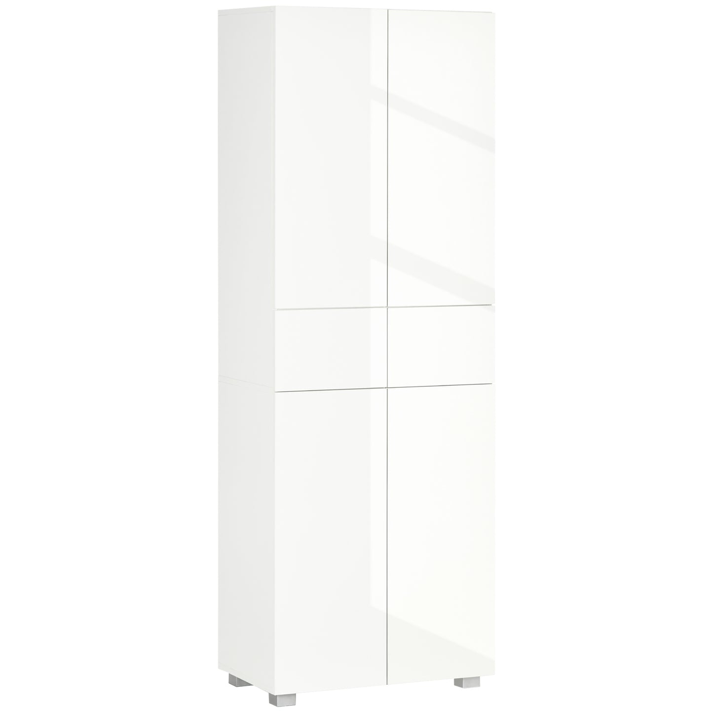 Keukenkast – Buffetkast – Opbergkast – Dressoir – Kast Met Laden – Modern Wit Gelakt – 4 Deuren En 2 Laden – Verstelbare Planken – Hoog 170 Cm