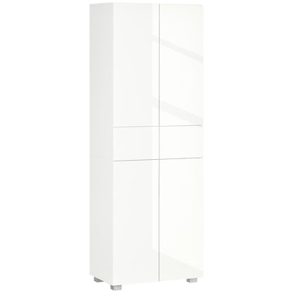 Keukenkast – Buffetkast – Opbergkast – Dressoir – Kast Met Laden – Modern Wit Gelakt – 4 Deuren En 2 Laden – Verstelbare Planken – Hoog 170 Cm