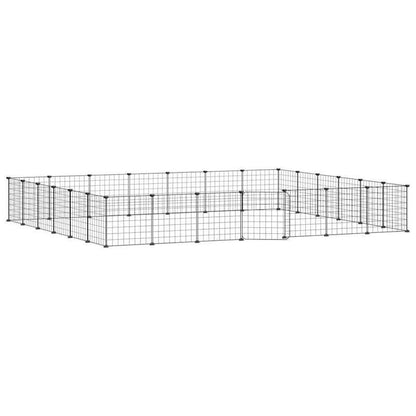 Easy to assemble Pet cage with 28 panels and door Black 35x35cm ventilated weather resistant small animal fence and cage
