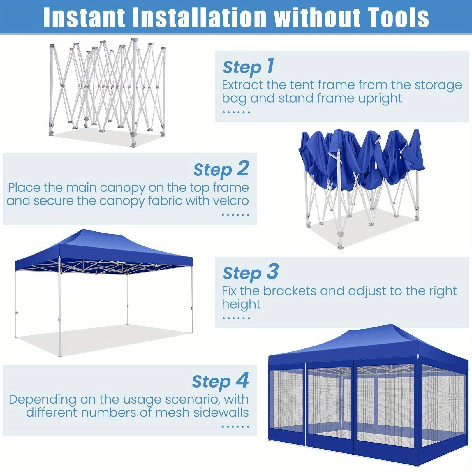 Pop-Up Partytent – Overkapping – Tuintent – Marktstand – Campingtent – 3x4,5 Meter – Aluminium Frame - QUORE