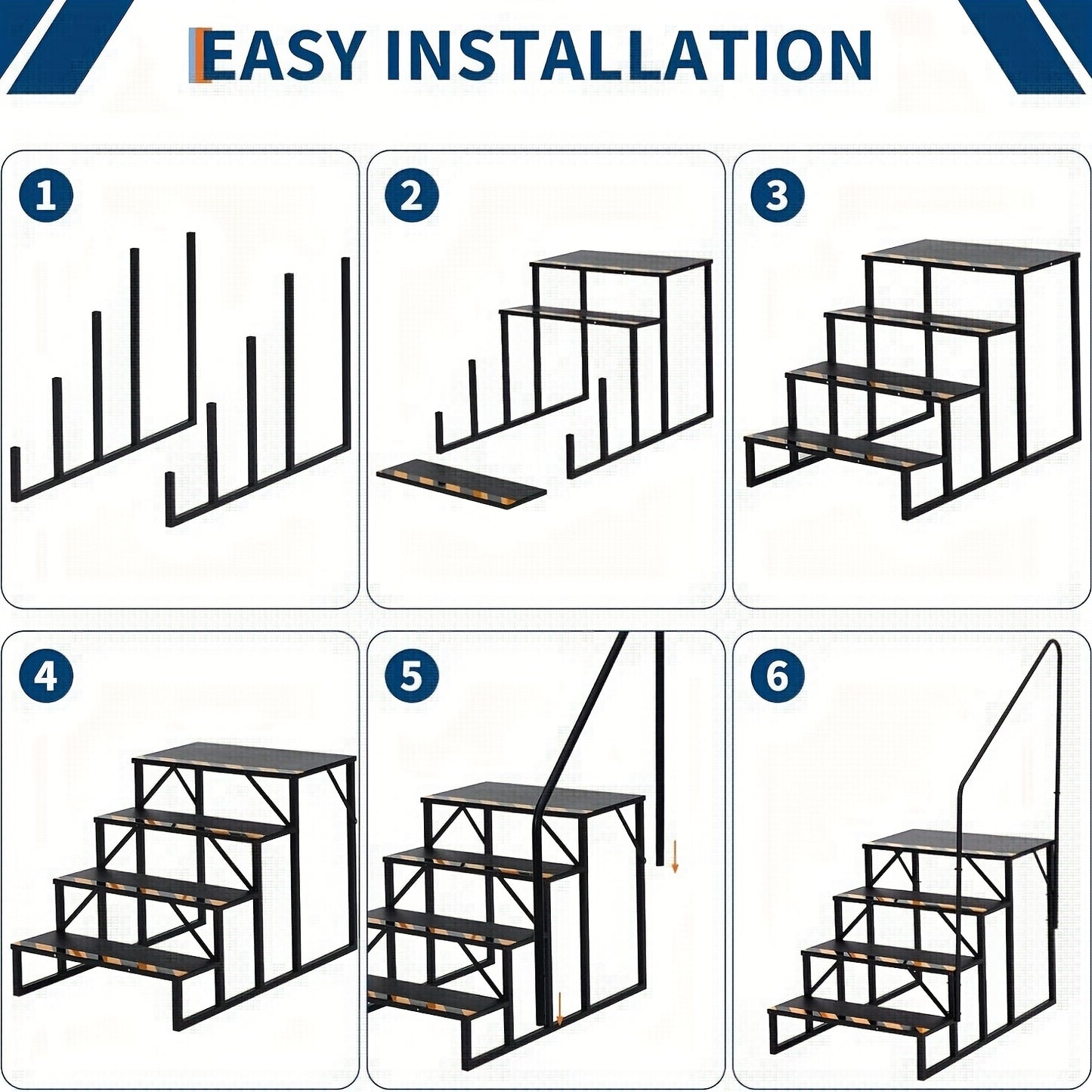 Campertrap – Caravantrap – Kampeertrap – Vouwtrap – Instaptrede – Gepoedercoat Staal – Handrail – Draagkracht 299 kg – Antislip Treden – 4 Treden