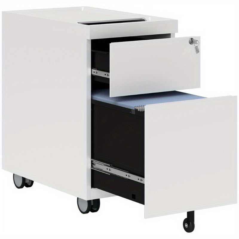Mobiele Ladekast – Ladekast Op Wieltjes – Archiefkast – Opbergkast – Kantoor Ladekast – 3 Lades Met Slot – Stevig Zwart Metalen Frame