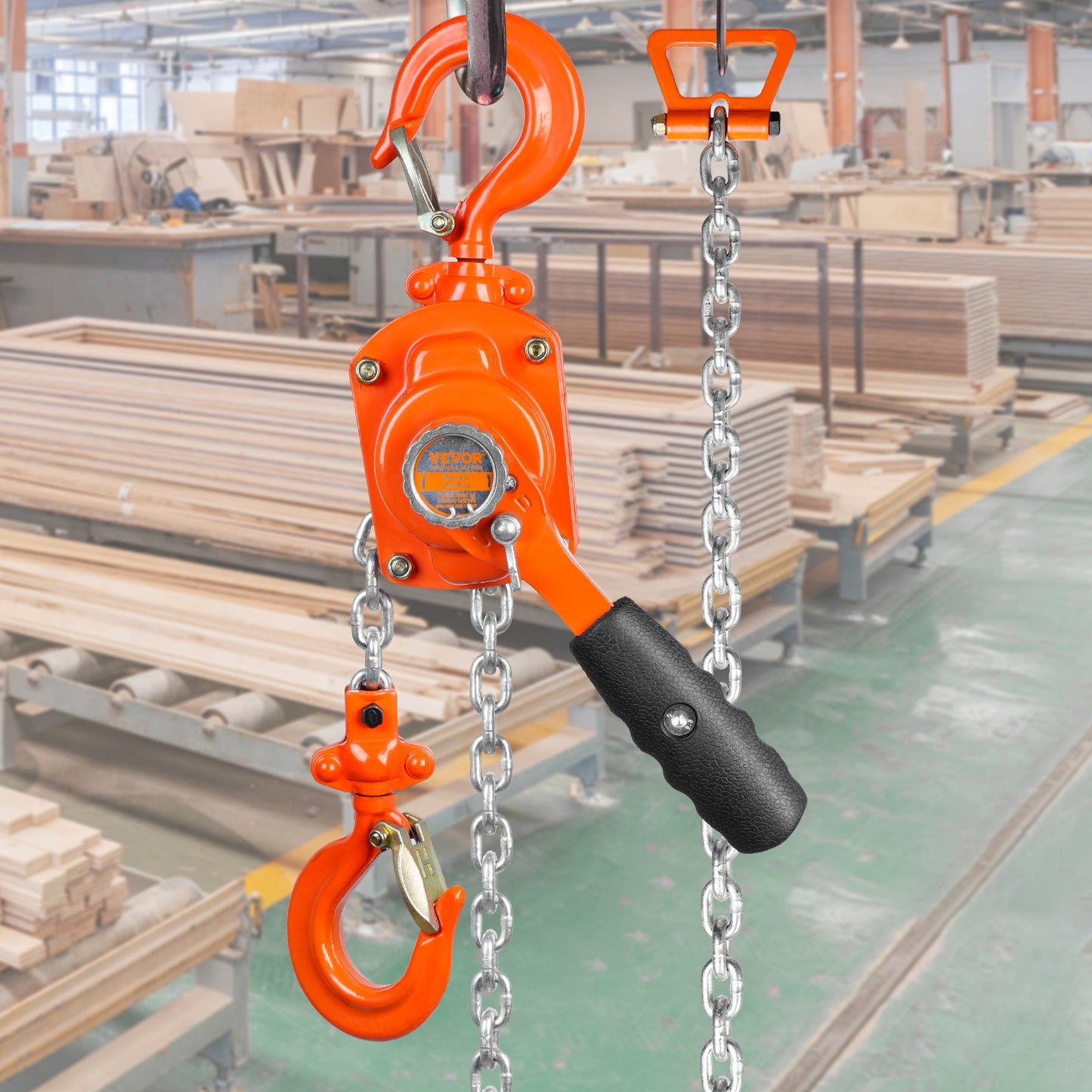 Kettingtakel – Handtakel – Levertakel – Hijstakel – Hijsblok – 1/2 Ton Capaciteit – G80 Gegalvaniseerd Staal – Dubbele Palrem – 360° Draaibare Haak