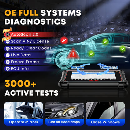 OBD2 Diagnostische Scanner – Auto Diagnose Tool – TPMS Sensor Tester – ECU Programmer – Bidirectionele Besturing – 20,32 cm Scherm – 40+ Servicefuncties