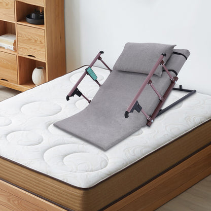 Verstelbare Rugsteun – Bedsteun – Ruggesteun – Zitsteun – Ligsteun – Inclusief Inklapbare Armleuningen – Zacht Kussenpakket – 120x75 cm Carbonstaal – Grijs