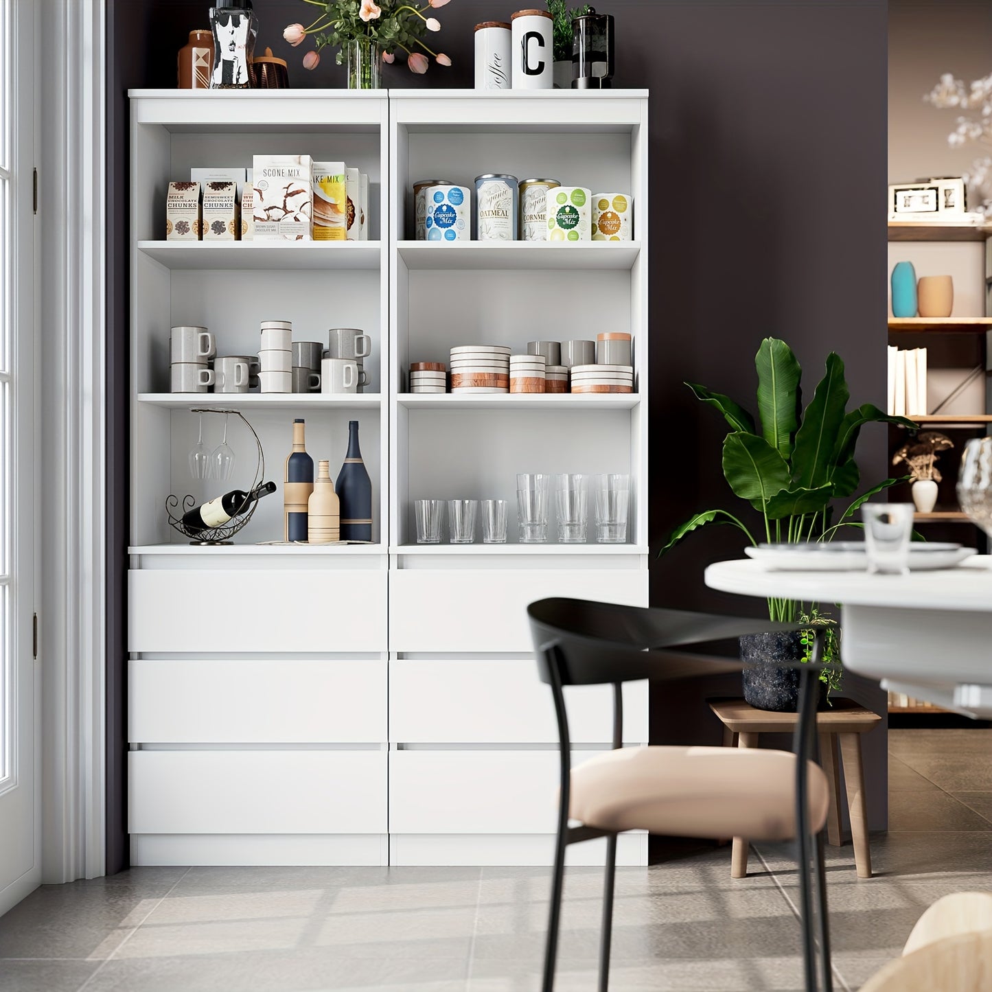 Ladekast – Opbergkast – Boekenkast – Kast Met Laden – Wit Hout – Ruime 3,2+ Kubieke Voet – Stevige Massief Houten Constructie