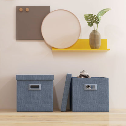 Opbergdoos – Opbergbox – Opbergmand – Opbergcontainer – Opbergkist – Set Van 2 – Stapelbaar En Inklapbaar – Polyester Met Linnen Look 30x30x29 cm Blauw