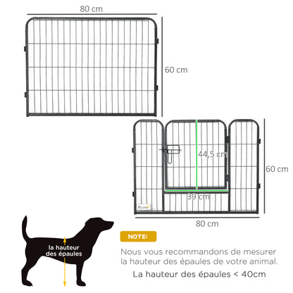 Hondenren – Binnenren – Buitenren – Dierenren – Hokkenren – Modulair Ontwerp – Stalen Epoxy Afwerking – 80 x 60 cm – Zwart – Met Vergrendelbare Poort