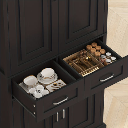 Kast – Opbergkast – Opbergmeubel – Dressoir – Dichte Kast – Wit – 4 Deuren & Lade – Stevig Hardhout & Kunststof – Ruime Staande Opbergkast