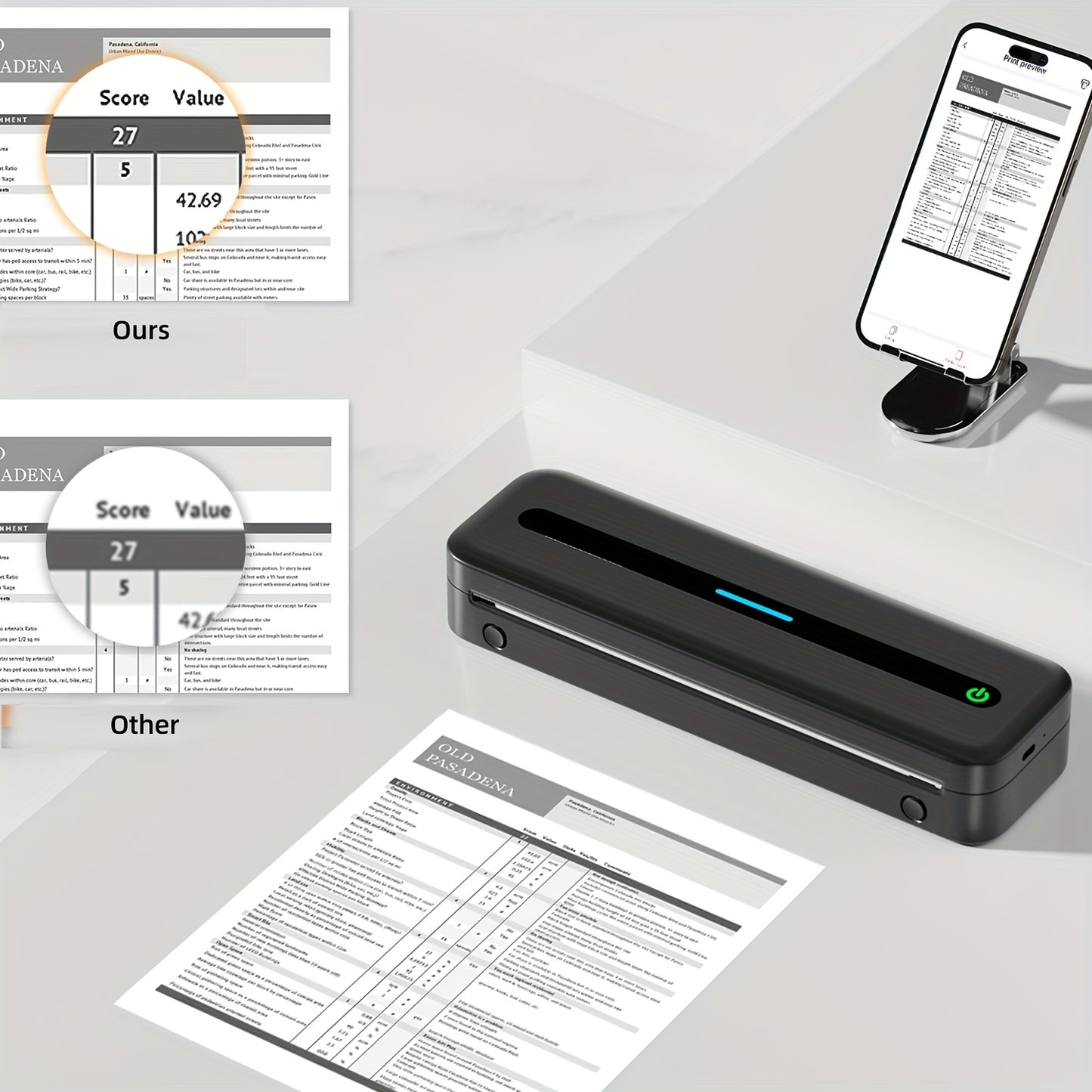 Draagbare printer – Mobiele printer – Pocket printer – Thermische printer – Bluetooth printer – Inktloos printen – USB oplaadbaar – Ondersteunt A4 en US letter formaat