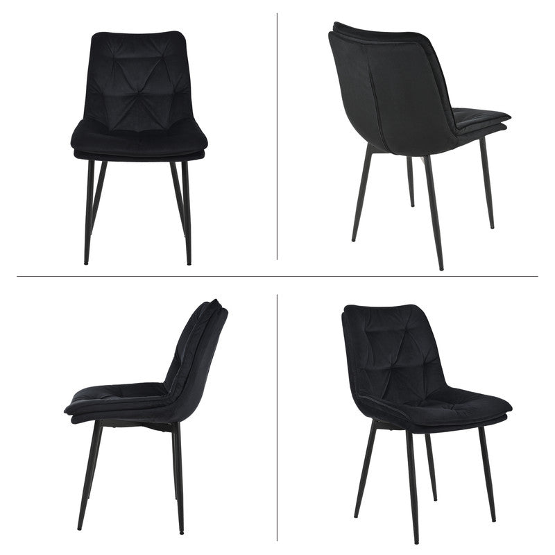Eetkamerstoel – Stoel – Design Stoel – Comfortabele Stoel – Kuipstoel – Donkergrijs Fluweel – Ergonomische Rugleuning – Dubbele Laag Zitkussen